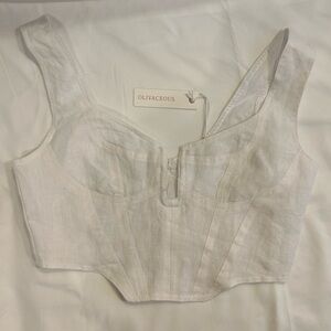 Olivaceous White Corset Top with Gold Zipper NWT